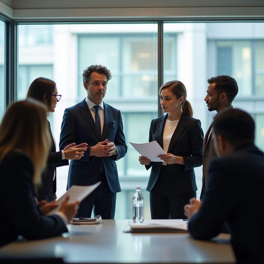 Equipo de consultores en reunión profesional